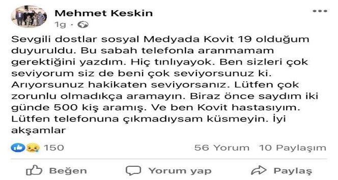 Korona virüs testi pozitif çıkan başkanın telefon isyanı